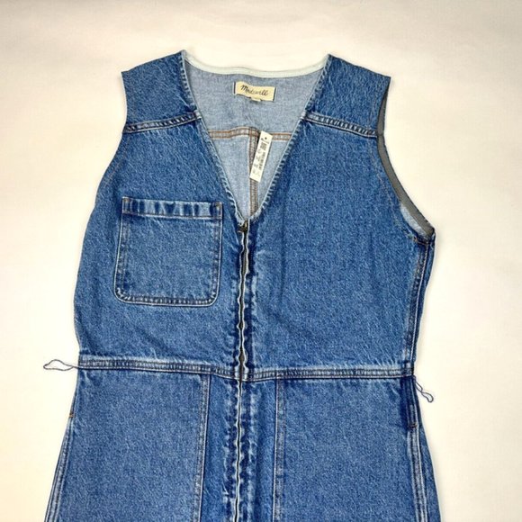 Madewell Zip-Front Denim Romper Women 6 NWT V-neck Pockets Sleeveless NE766‎ - Picture 4 of 12